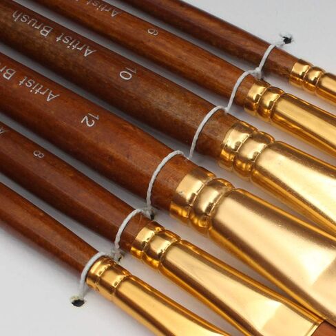 Artist Fan Paint Brush Set of 6, Long Wooden Handle Craft Painting Brushes for Acrylic Watercolor Oil Gouche Painting in Saudi Arabia