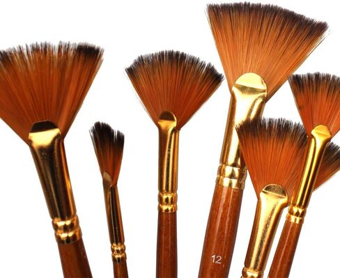 Artist Fan Paint Brush Set of 6, Long Wooden Handle Craft Painting Brushes for Acrylic Watercolor Oil Gouche Painting in Saudi Arabia