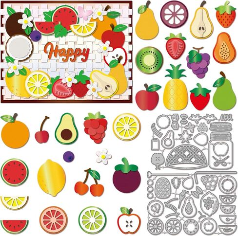 GLOBLELAND Fruit Lemon Strawberry Cutting Dies Apple Grapes Metal Die Cuts Drink Juice Flower Cutting Embossing Templates for Scrapbooking Crafts Paper Cards Making in Saudi Arabia