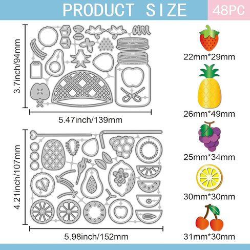 GLOBLELAND Fruit Lemon Strawberry Cutting Dies Apple Grapes Metal Die Cuts Drink Juice Flower Cutting Embossing Templates for Scrapbooking Crafts Paper Cards Making in Saudi Arabia