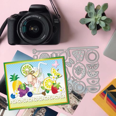 GLOBLELAND Fruit Lemon Strawberry Cutting Dies Apple Grapes Metal Die Cuts Drink Juice Flower Cutting Embossing Templates for Scrapbooking Crafts Paper Cards Making in Saudi Arabia