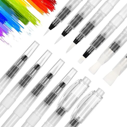 60 Pcs Water Brush Pen Set, 3 Sized Refillable Watercolor Paint Pen Water Drawing Brush for Acrylic and Gouache Painting Blending, Includes Pointed & Flat Tip Styles(Orange) in Saudi Arabia