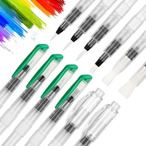 60 Pcs Water Brush Pen Set, 3 Sized Refillable Watercolor Paint Pen Water Drawing Brush for Acrylic and Gouache Painting Blending, Includes Pointed & Flat Tip Styles(Orange) in Saudi Arabia