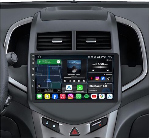 4G + 32G (8 core) راديو ستيريو للسيارة لسيارة Chevy Sonic Aveo 2011 2012 2013 2014 2015: شاشة لمس 9 بوصات مع Apple Carplay اللاسلكي Android Auto Bluetooth Backup Camere 5G Wifi GPS Navigation Android 13 in Kuwait
