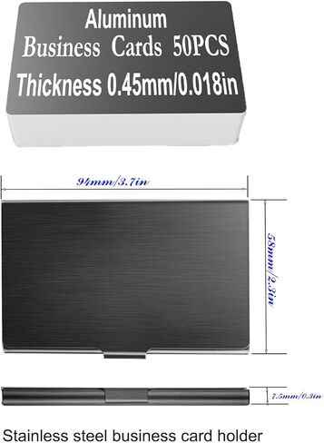 Metal Business Cards for Laser Engraving Black Metal Business Card Blanks -stainless businesss card holder with black brushed finish in Saudi Arabia