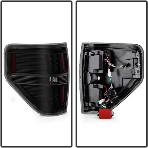ACANII-For 2009-2014 Ford F150 رافعة شاحنة خفيفة لنقل السلع أسود الإسكان عدسة مدخنة LED أضواء خلفية مصابيح الفرامل الجمعية اليسار + اليمين in Saudi Arabia