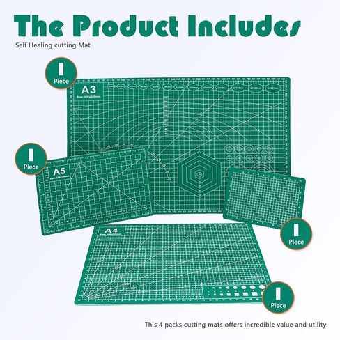 4 Packs Cutting Mats, 4size Double Sided Cutting Mat, Non-Slip 5 Layers PVC Cut Mat for Craft Art Projects Fabric Sewing, Scrapbooking Mat, A3 A4 A5 A6 in Saudi Arabia