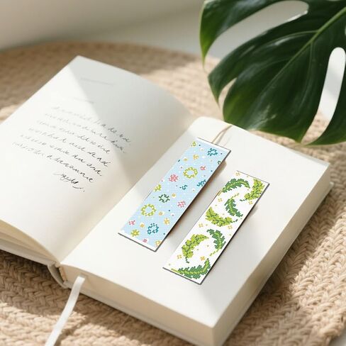 FREEBLOSS 12pcs Floral Cross Stitch Bookmark Kit 11CT Stamped Cross Stitch Kit DIY Embroidery Bookmarks Set with Felts Backing Instructions for Adult Beginners 8"x2.4" in Saudi Arabia