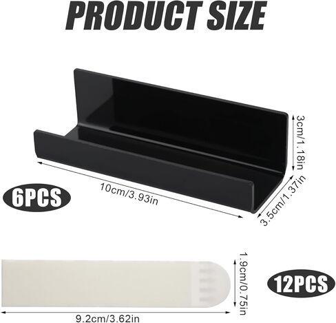 6pcs Vinyl Record Wall Mount, Acrylic Album Record Display Shelf with No Drill Strong Adhesive Tape Black Vinyl Record Display Holder Stand Racks for Album Covers Display (Unsuitable for Rough Wall) in Saudi Arabia