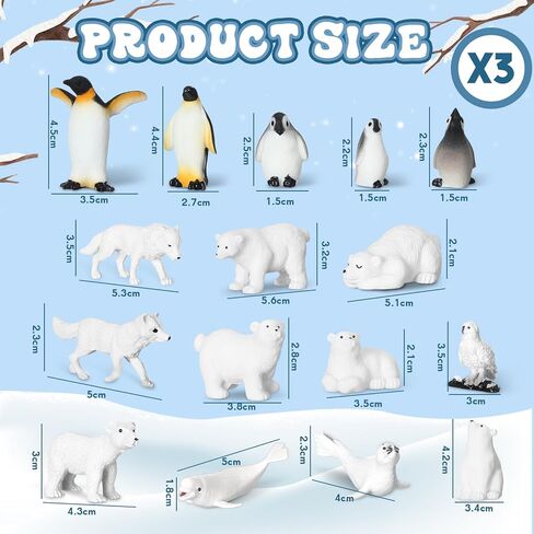 Poen 48 Pieces Arctic Animals Figurines Set Polar Animals Figurines Realistic Antarctic Animal Figures Toy Playset White Seal Wolf Whale for Aged Over 15 Adult Party Favor in Saudi Arabia