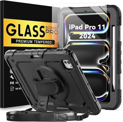 حافظة BLOSOMEET باللون الوردي للأطفال لجهاز iPad Air 11 بوصة M2 (2024) مع واقي شاشة من الزجاج المقوى وحامل فراشة، غطاء للفتيات لجهاز iPad 2024 M2 Air11 مع حامل قلم رصاص بحزام كتف in Kuwait