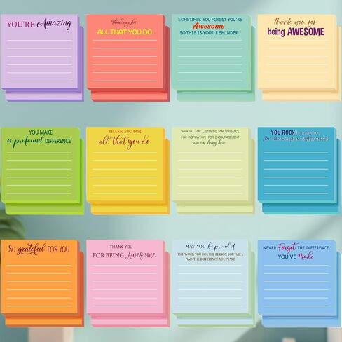 12 Pack Inspirational Sticky Notes with Lines - Motivational & Encouraging Post It Notes - Lined Memo Pads - Positive Quotes in Saudi Arabia
