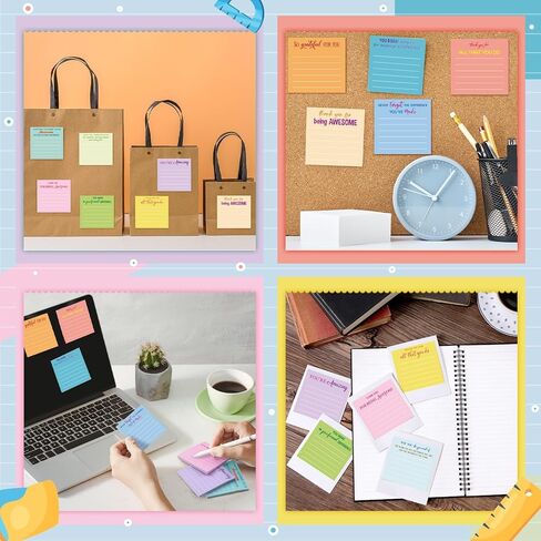 12 Pack Inspirational Sticky Notes with Lines - Motivational & Encouraging Post It Notes - Lined Memo Pads - Positive Quotes in Saudi Arabia