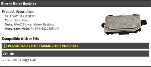 HVAC Blower Motor Resistor - Compatible with 2014-2016 Dodge Dart in Saudi Arabia