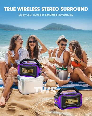 Bluetooth Speaker Wireless: 80W Loud Jobsites Portable Speaker, 100 ft Range, Rugged, IPX6 Waterproof, Large, Deep Bass Speakers for Work, Outdoor, Workshop, Garage, TWS Stereo Sound, BT 5.3 in Saudi Arabia