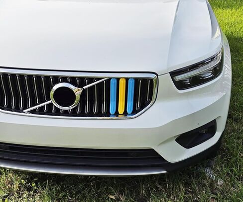 iJDMTOY Exact Fit Sweden Flag Color Grille Decoration Insert Trims Compatible With Volvo 2021-2024 XC40 Vertical Front Grill (Color: Blue/Yellow/Blue) in Saudi Arabia