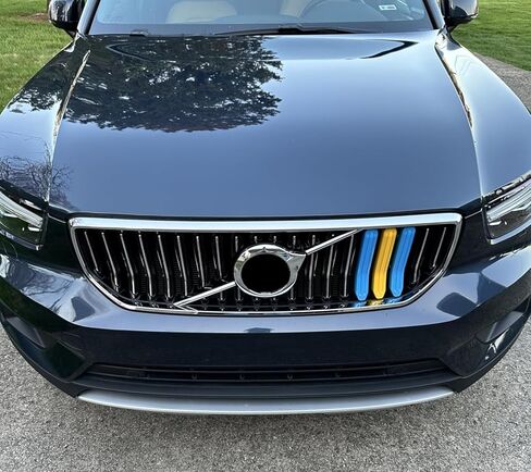 iJDMTOY Exact Fit Sweden Flag Color Grille Decoration Insert Trims Compatible With Volvo 2021-2024 XC40 Vertical Front Grill (Color: Blue/Yellow/Blue) in Saudi Arabia