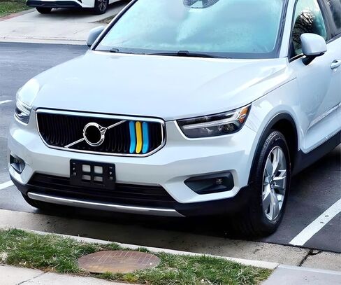 iJDMTOY Exact Fit Sweden Flag Color Grille Decoration Insert Trims Compatible With Volvo 2021-2024 XC40 Vertical Front Grill (Color: Blue/Yellow/Blue) in Saudi Arabia