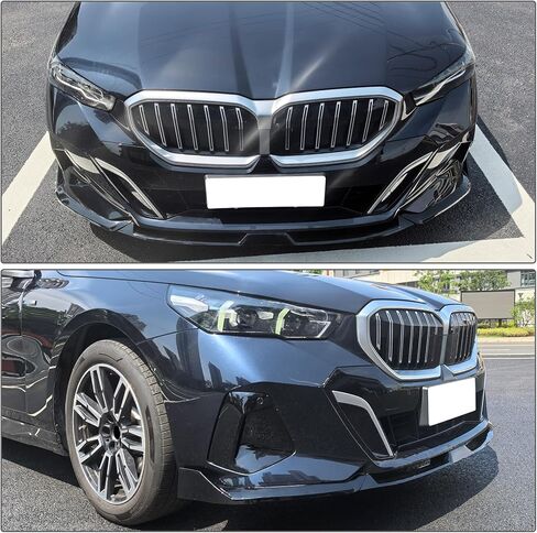 FREEMOTOR802 متوافق مع 2024-2026 BMW G60 5 Series & i5 سيدان مع حافة ممتصة للصدمات الأمامية من M-Tech، نمط IKON أسود لامع من البولي بروبيلين أسفل الجسم السفلي للذقن وواقي مقسم وحواف 3 قطع in Kuwait