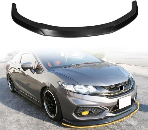 Front Bumper Lip Spoiler, Compatible with 2014-2015 Honda Civic Coupe (Not Fit Sedan), PU Black Ikon Style Add-on Front Splitter Air Dam Chin Protector in Saudi Arabia