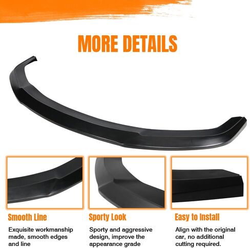Front Bumper Lip Spoiler, Compatible with 2014-2015 Honda Civic Coupe (Not Fit Sedan), PU Black Ikon Style Add-on Front Splitter Air Dam Chin Protector in Saudi Arabia
