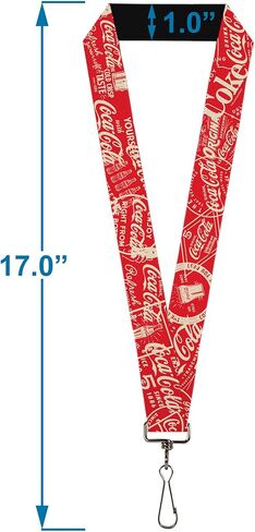 Buckle-Down The Coca-Cola Company Lanyard, Vintage Coca Cola Coke Icons and Ad Logos Red White, Elastic in Saudi Arabia