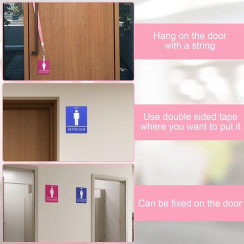 6 Pcs Bathroom Pass Hall Pass Key Tag with Key Holder Keychain with Lanyard PVC Restroom Passes for Classroom Office Family Restaurant Toilet Gas Station Women Men Blue Pink in Saudi Arabia