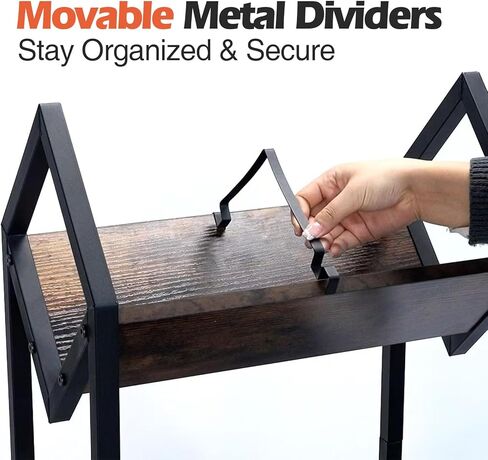 3 Tier Vinyl Record Storage Rack, 200-250 LP Storage Shelf, Mobile Record Display Holder for Albums, Organizer for Magazines, Books and Files, Vinyl Record Stand with 3 Dividers, Rustic Brown in Saudi Arabia