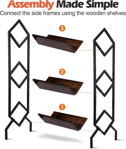 3 Tier Vinyl Record Storage Rack, 200-250 LP Storage Shelf, Mobile Record Display Holder for Albums, Organizer for Magazines, Books and Files, Vinyl Record Stand with 3 Dividers, Rustic Brown in Saudi Arabia