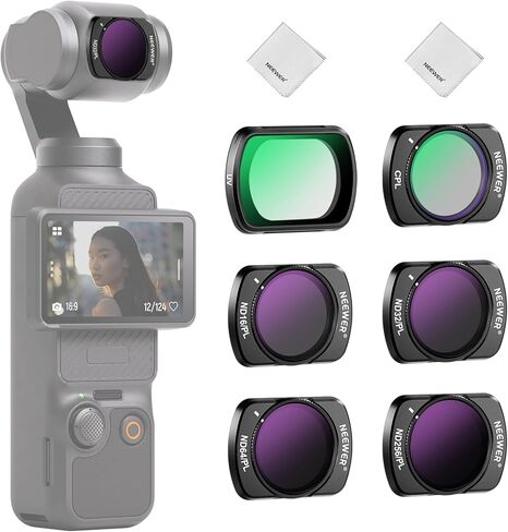 مجموعة مرشحات NEEWER المغناطيسية ND والأسود 1/4 المتوافقة مع DJI OSMO Pocket 3، 4 عبوات مرشحات محايدة الكثافة (ND16 ND64 ND256) وفلتر تأثير سينمائي للضباب، زجاج بصري عالي الدقة متعدد الطبقات in Saudi Arabia
