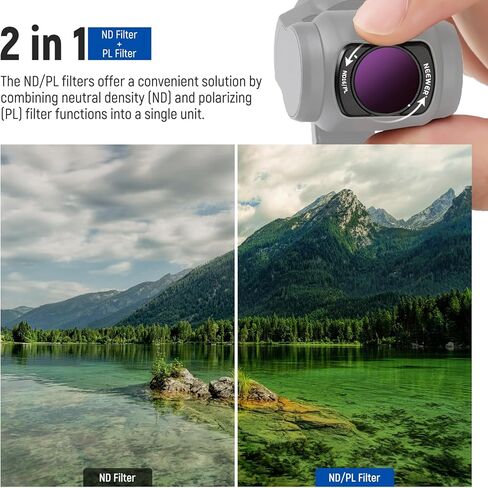 مجموعة مرشحات NEEWER المغناطيسية ND والأسود 1/4 المتوافقة مع DJI OSMO Pocket 3، 4 عبوات مرشحات محايدة الكثافة (ND16 ND64 ND256) وفلتر تأثير سينمائي للضباب، زجاج بصري عالي الدقة متعدد الطبقات in Saudi Arabia
