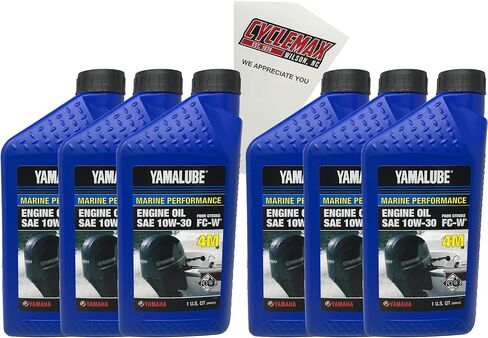 Six Pack compatible with Yamaha Yamalube Marine 10W-30 4-Stroke Engine Oil LUB-10W30-FC-12 Contains Six Quarts and a Funnel in Saudi Arabia