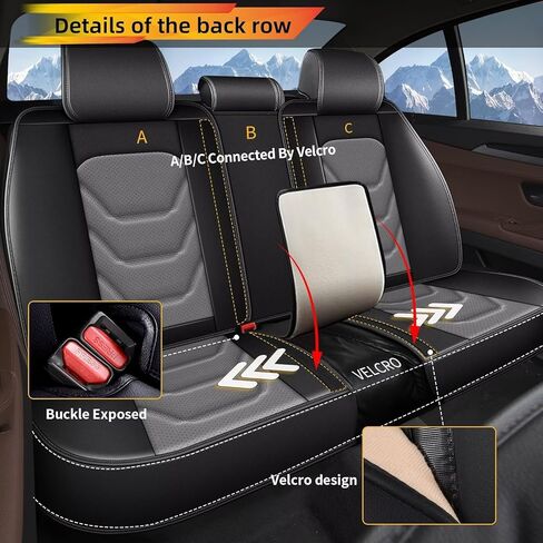 مجموعة كاملة من أغطية مقاعد Hyundai Elantra 2017-2024 2025 2026: أغطية مقاعد سيارة جلدية قابلة للتنفس (مجموعة كاملة من 5 مقاعد، أسود ورمادي) in Kuwait