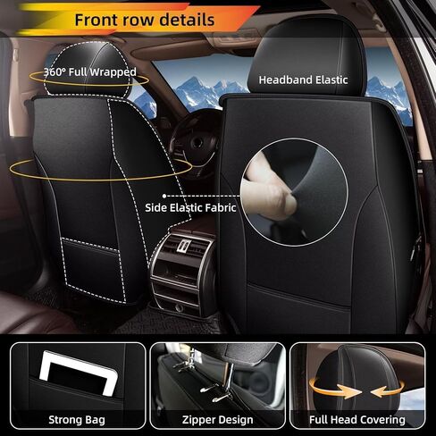 Full Set Seat Covers for Ford Bronco Sport 2021-2024 2025: Breathable Leather Car Seat Covers Cushion (5 Seat Full Set,Black) in Saudi Arabia