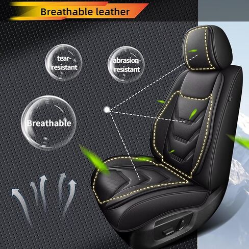 Full Set Seat Covers for Ford Bronco Sport 2021-2024 2025: Breathable Leather Car Seat Covers Cushion (5 Seat Full Set,Black) in Saudi Arabia