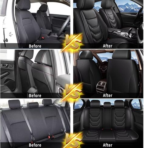Full Set Seat Covers for Ford Bronco Sport 2021-2024 2025: Breathable Leather Car Seat Covers Cushion (5 Seat Full Set,Black) in Saudi Arabia