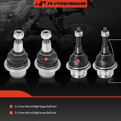 مجموعة A-Premium مكونة من 4 قطع، مجموعة مفاصل كروية أمامية علوية وسفلية، متوافقة مع Ford F-150 F150 2021 2022 2023 2024، باستثناء نظام التعليق على الطرق الوعرة in Saudi Arabia