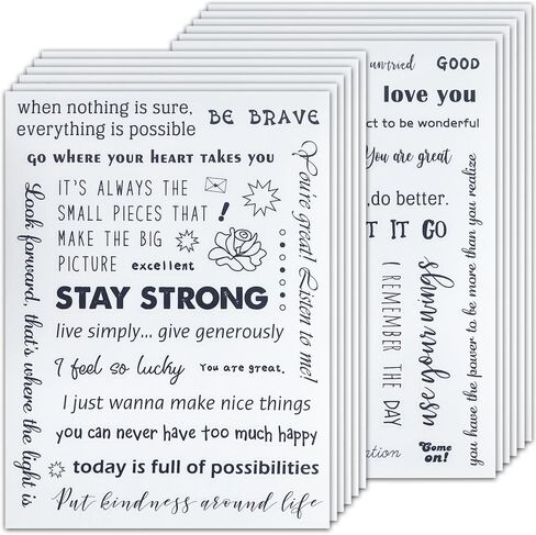12 Sheet Transparent Inspirational Stickers, Self Adhesive Colorful Motivational & Aesthetic Stickers for Water Bottles, Laptops, and Journals in Saudi Arabia