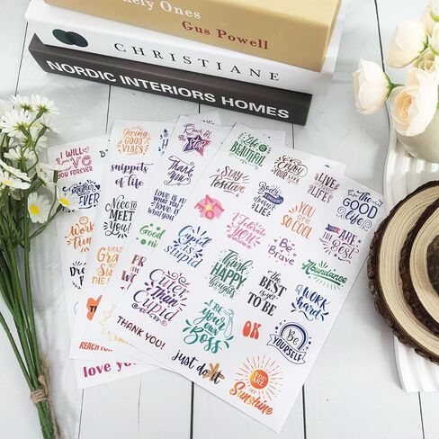 12 Sheet Transparent Inspirational Stickers, Self Adhesive Colorful Motivational & Aesthetic Stickers for Water Bottles, Laptops, and Journals in Saudi Arabia