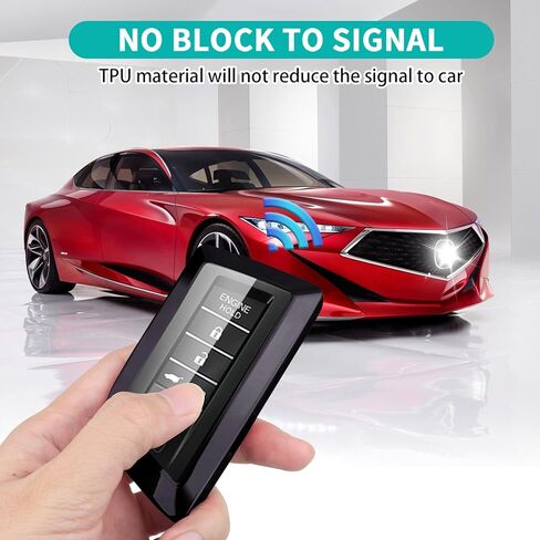 for Acura Car Key Fob Cover with Keychain,Premium Transparent TPU Key Fob Full Protector Case Compatible with Acura 2022 2023 Integra MDX RDX TLX RLX ILX (Black, 5 Buttons) in Kuwait