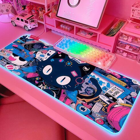 JMIYAV Pink RGB Gaming Mouse Pad 31.5x12 Inch PC XL Large Extended Glowing Led Light Up Desk Pad Non-Slip Rubber Base Computer Cute Mousepad Mat Desk Accessories Gaming Setup 104 in Saudi Arabia