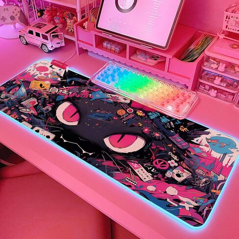 JMIYAV Pink RGB Gaming Mouse Pad 31.5x12 Inch PC XL Large Extended Glowing Led Light Up Desk Pad Non-Slip Rubber Base Computer Cute Mousepad Mat Desk Accessories Gaming Setup 104 in Saudi Arabia