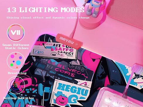 JMIYAV Pink RGB Gaming Mouse Pad 31.5x12 Inch PC XL Large Extended Glowing Led Light Up Desk Pad Non-Slip Rubber Base Computer Cute Mousepad Mat Desk Accessories Gaming Setup 104 in Saudi Arabia