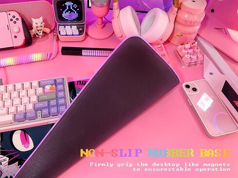 JMIYAV Pink RGB Gaming Mouse Pad 31.5x12 Inch PC XL Large Extended Glowing Led Light Up Desk Pad Non-Slip Rubber Base Computer Cute Mousepad Mat Desk Accessories Gaming Setup 104 in Saudi Arabia