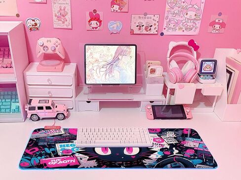 JMIYAV Pink RGB Gaming Mouse Pad 31.5x12 Inch PC XL Large Extended Glowing Led Light Up Desk Pad Non-Slip Rubber Base Computer Cute Mousepad Mat Desk Accessories Gaming Setup 104 in Saudi Arabia
