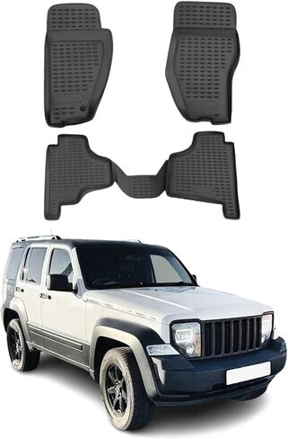 OMAC Floor Mats for Jeep Liberty 2008-2012 Car Mats All Weather 3D Custom Fit Rubber Mat Waterproof Odorless TPE Floor Liners Laser Measured Non-Slip (Black) in Saudi Arabia