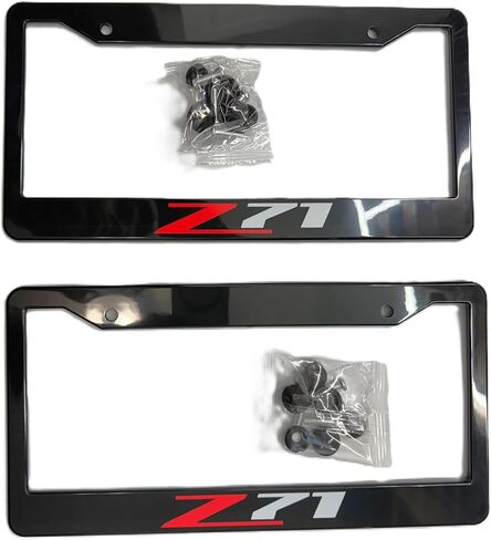 2PCS Black Z71 License Plate Frame Tag Cover Holder Mount for Chevy Silverado Sierra Tahoe in Saudi Arabia