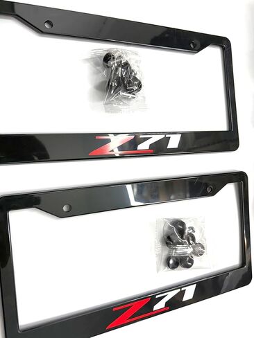 2PCS Black Z71 License Plate Frame Tag Cover Holder Mount for Chevy Silverado Sierra Tahoe in Saudi Arabia