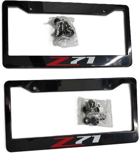 2PCS Black Z71 License Plate Frame Tag Cover Holder Mount for Chevy Silverado Sierra Tahoe in Saudi Arabia