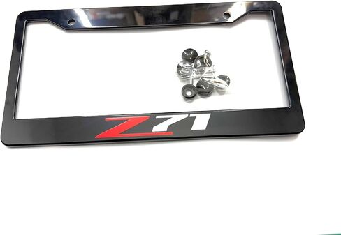 2PCS Black Z71 License Plate Frame Tag Cover Holder Mount for Chevy Silverado Sierra Tahoe in Saudi Arabia